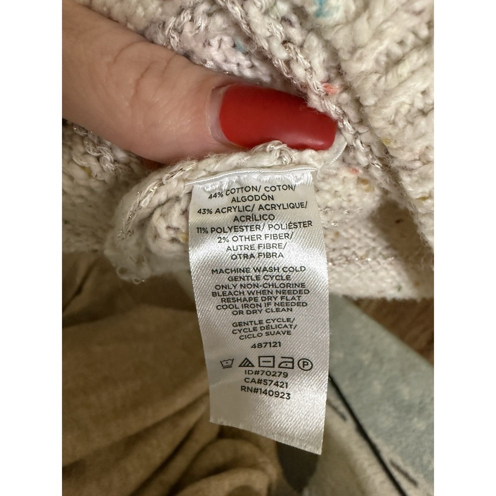 Cozycore Confetti Knit Sweater Medium Soft Girl Neutral Quiet Luxury - Picture 3 of 5